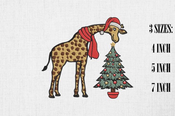 Cute Giraffe Eating Christmas Tree Retro Review