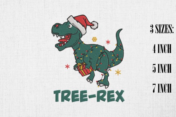 Tree-Rex: A Festive Dino for Holiday Embroidery